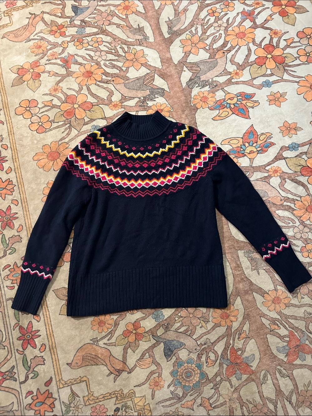 Style & Co. Navy Fair Isle Turtleneck Sweater with Multicolor Yoke